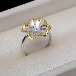 Bague en argent S925 à motif de fleur ouverte, 7-9 perles, accessoires de bijoux, plateau vide semi-fini amovible, bague de séparation de couleur - Product Image 3