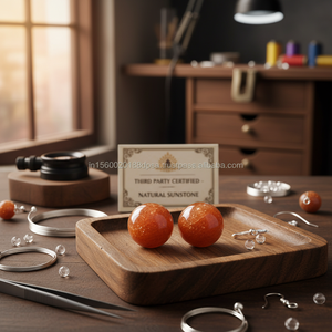 Prix d'usine – Pierre de soleil naturelle orange de qualité supérieure, forme lisse, 18x18x8 mm, paire, belle pierre précieuse en vrac, certifiée par un tiers - Product Image 3