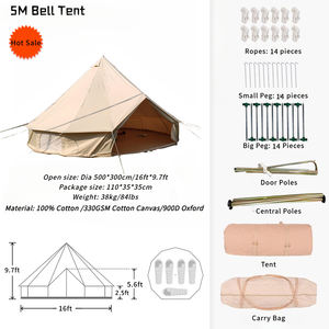 4季4-6人防水棉帆布大型家庭营铃帐篷狩猎墙帐篷带屋顶炉灶千斤顶孔 - Product Image 2