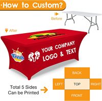 Housse de table extensible en spandex personnalisée pour salon professionnel, avec logo imprimé par sublimation, en polyester imperméable, 4ft/6ft/8ft