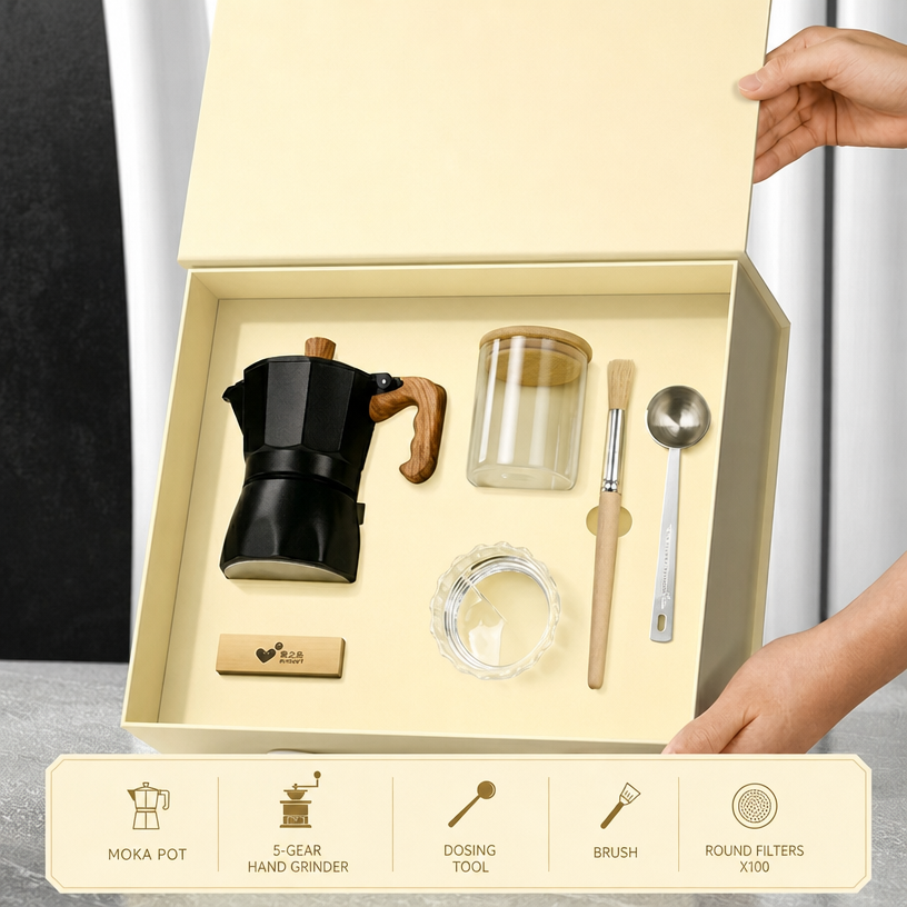 Black 5-piece set, dual-valve version (with grinder)