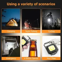 Senter LED Mini Magnetik COB untuk Berkemah di Luar Ruangan, Lampu Saku 800 Lumens, Dapat Diisi Ulang dengan USB, 7 Mode, Pembuka Botol, Lampu Kerja