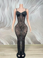 Nouvelle arrivée AD2964, robe de soirée de luxe pour femmes, robe de fête scintillante en cristal, robe de soirée sexy en maille, robe de bal pour femmes