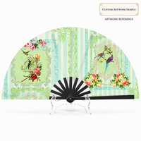 Éventail pliant en bambou avec logo personnalisé, motifs peints, pour mariages, festivals, fêtes et événements promotionnels
