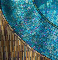Ubin Mosaik Kaca Jade Iridescent Biru Langit Transparan Modern untuk Kolam Renang