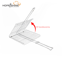 Panier de cuisson BBQ pliable en acier inoxydable, support portable pour camping en extérieur, idéal pour la cuisson du poisson, des crevettes et des légumes, accessoires de cuisine