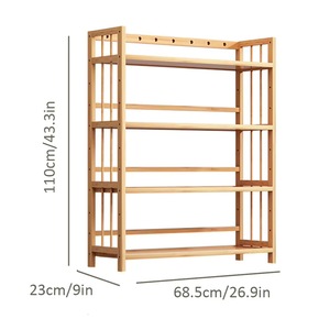 Large-capacity modern durable freestanding 4-tier bamboo bookshelf/storage <b>rack</b> for <b>kitchen</b> and living room - Product Image 5