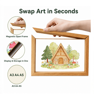 Marco Magnético Desmontable para Exhibición de Arte Infantil con Almacenamiento, Marcos para Obras de Arte de Niños en Tamaños A3, A4 y A5, para Montar en la Pared - Product Image 1