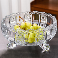Luxe fijn gesneden fruitschaal, grote glazen serveerschaal, snoephouder voor thuisdecoratie, huwelijkscadeau, snelle verzending