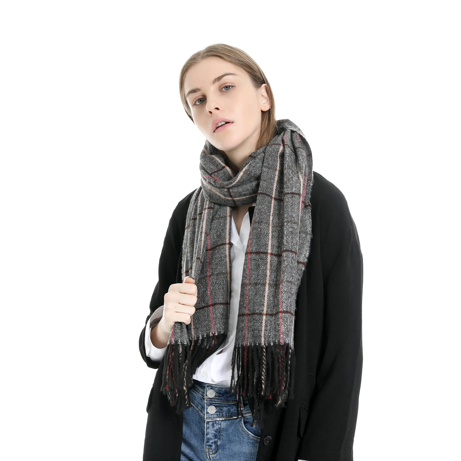高品質ソフトカシミアラップタータンスカーフショールカスタム冬の女性と男性カシミアスカーフ