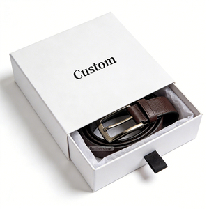<b>Biodegradable</b> Custom Logo Rigid Cardboard Belt <b>Packaging</b> Box Handmade Drawer Gift Box for Leather Belt and Accessories - Product Image 1