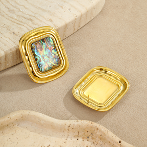 Boucles d'oreilles en acier inoxydable de style rétro et médiéval, boucles d'oreilles à clous, anneau géométrique carré, pas de décoloration - Product Image 4