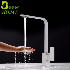 SUS 304 Stainless Steel Kitchen Mixer <strong>Tap</strong> Brushed <strong>Square</strong> Kitchen Faucet - Product Image 3