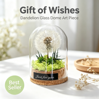 Pasokan Langsung Pabrik, Kaca Dandelion Terawetkan dalam Kubah, Kerajinan Tangan untuk Hadiah Hari Thanksgiving, Hari Natal, atau Dekorasi Acara