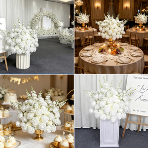 Ramo de Flores Artificiales de Rosa Blanca Pura, Centro de Mesa Floral Elegante Hecho a Mano con Delphinium para Decoración de Bodas y Eventos - Product Image 2