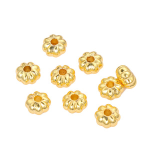 18K Gold Plated Flower Spacer Beads 14K Gold Filled <b>Copper</b> Loose Beads For <b>Bracelet</b> Making Jewelry DIY Accessories Wholesale - Product Image 4