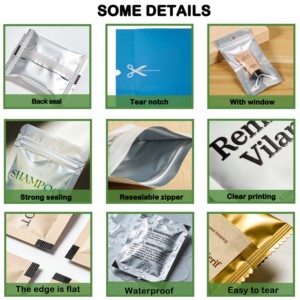 Bolsas de Plástico con Cierre Hermético y Base Cuadrada de Papel de Aluminio Ecológico Personalizadas, Aptas <span class=keywords><strong>para</strong></span> Alimentos, <span class=keywords><strong>para</strong></span> Nueces, Dulces, Pasteles y Sushi - Product Image 4