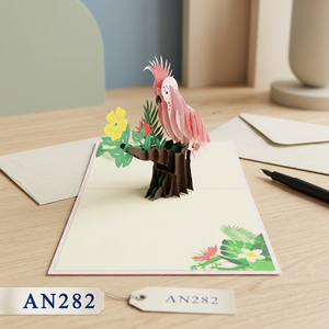 Handmade Customized Folk Art Pink Cockatoo 3D Pop <b>Card</b> Laser Cut Paper Animal Art Wedding <b>Birthday</b> Envelope Gift Crafts Offset - Product Image 6