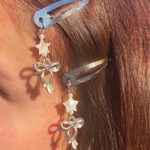 Accesorio para el Cabello con Clip BB y Colgante de Lazo Metálico, Adorno para la Cabeza Moderno para el Día a Día, Chapado en Aleación, Estilo Europeo, Verano 2024 - Product Image 2