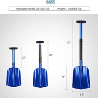 Râteau à neige bleu de haute qualité, durable, démontable sans outil, 3 pièces, manche métallique extensible et verrouillable, 54-82 cm, pousse-neige pour véhicule