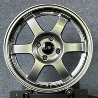 Jantes en alliage TE37 Style 4 trous 15x7 pouces 4*100 PCD, légères pour voitures de tourisme, couleurs Bronze Blanc et Hyper Noir