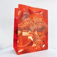 Saint Valentin Amant Amour Carte Blanche Poudre Saupoudrage Sac Cadeau Tableau Ivoire avec Impression Numérique Laminage Ruban Accessorisé