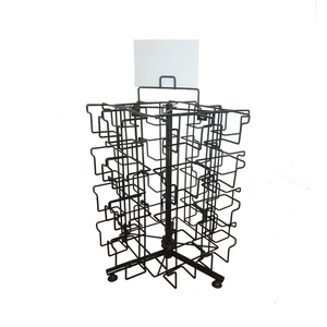Wholesale <strong>Customized</strong> <strong>Countertop</strong> 360 Degree Rotating Greeting Card <strong>Display</strong> Rack 32 Wire Pockets Metal Stand - Product Image 2