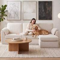 Modulares Sofa Komprimierter Cloud Ottoman Gepolstertes Knochenloses Modernes L-förmiges 3-Sitzer Stoffsofa