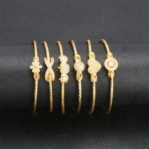 JXX Bracelet manchette tendance en laiton et cuivre plaqué or avec zircone, dernières créations, bijoux pour femme - Product Image 1