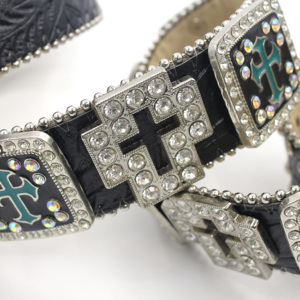 Nieuwe design luxe merkriem met strass steentjes, grote concho riem, western cowboy, kleurrijke gouden studded leren riemen, Cinto De Strass - Product Image 4