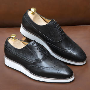 Zapatos Clásicos Brokstone de Cuero Genuino Grabado para Hombre, Estilo Casual, Sin Cordones, Punta Redonda, Suela Gruesa, para Invierno - Product Image 3