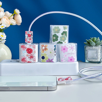 Protector de Cable con Diseño Floral Único para Adaptador de iPhone de 20w, Cargador de Teléfono, Protector de Cable de Datos, Funda Protectora