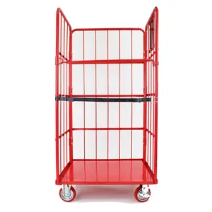 Chariot à cage pliante en métal en acier, conteneur de rouleau de fret de transport logistique