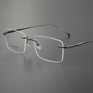نظارات Sunray للرجال مطبوعة على الموضة للأعمال ، نظارات بدون إطار خفيفة للوجه الصغير لقصر النظر من التيتانيوم الخالص - Product Image 2