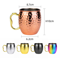 Taza Moscow Mule de 550 ml con Logotipo Personalizado, Asa con Apoyo para el Pulgar, Acero Inoxidable 304, Recubierta de Cobre, para Cerveza de Jengibre, Vodka, para Bares y Restaurantes