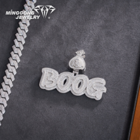 Pendentif personnalisé Hip Hop avec nom et lettre, en argent sterling 925, moissanite VVS, style Iced Out, motif sac d'argent avec boucle, cadeau de mode pour rappeur