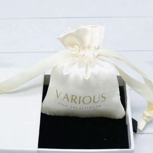 Custom logo Printed Gold Satin Drawstring Pouch Personalise Luxury Jewelry Gift Bag Present Bags - Product Image 6