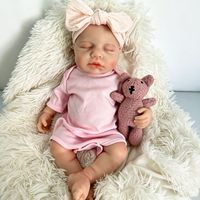 Poupée Reborn réaliste de 18 pouces en silicone platine massif avec détails peints à la main, en silicone de qualité médicale ultra-doux pour nouveau-né