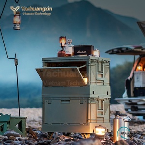 Table pliante multifonctionnelle pour le camping avec compartiment de rangement et plateau en bois pour une utilisation en extérieur - Product Image 6