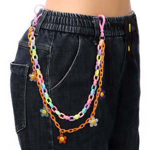 Chaîne de taille Yueli double couche en acrylique/résine/lucite colorée avec pendentif sucette, chaîne de corps décontractée pour femme - Product Image 3