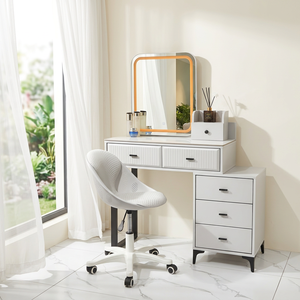 Table de maquillage moderne avec miroir éclairé et tiroirs de rangement pour meubles de chambre - Product Image 3