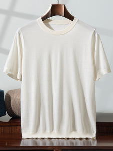 2025 신상품 캐시미어 스웨터 남성 폴로 일반 우아한 반소매 얇은 경량 니트웨어 100% 캐시미어 셔츠 - Product Image 5