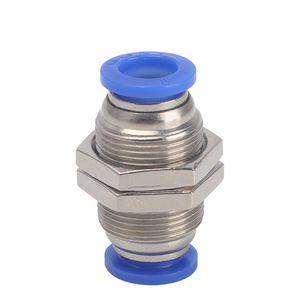 Pneumatic <b>Quick</b> Connect Baffle Straight <b>Connector</b> Metal 04 06 08 10 12 Blue For Air Hose Fitting - Product Image 1