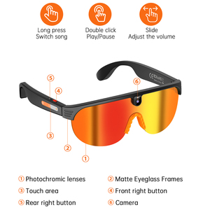 Lunettes de vision nocturne avec traduction en temps réel par IA, enregistrement vidéo, assistant vocal, lunettes de soleil portables avec caméra et microphone - Product Image 3