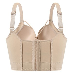 Sujetador push-up de talla grande para mujer con cobertura completa de espalda, copa profunda estampada, encaje, aros y 8 corchetes - Product Image 2