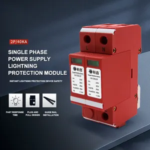 Single Phase SPD 40KA 2P AC 220V Surge Protector Protection Lightning Protection Device