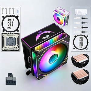 QiuzAim E5 Tower 4/6 tubo de calor <span class=keywords><strong>I5</strong></span> CPU disipador de calor AM5/1700 silencioso 4 pines con luz 1200CPU ventilador 120mm Control de temperatura I7/2011 - Product Image 1