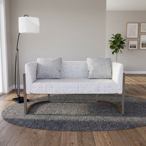 Modern Fabric Three Seat <b>Sofa</b> With Metal Legs And Tight Back Design For Living Room - Product Image 2