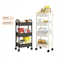 Chariot de rangement mobile robuste avec paniers en filet et roulettes pour le rangement des fruits, légumes et ustensiles de cuisine