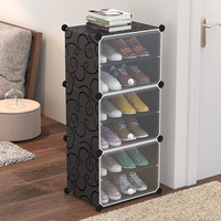 Organisateur de porte-chaussures portable avec porte, armoire de rangement pour chaussures, organisateur de chaussures réglable en plastique